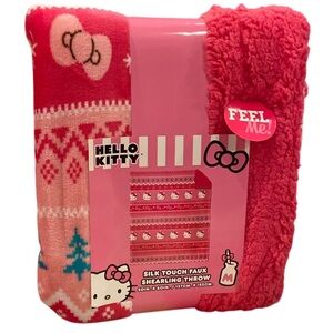 Hello Kitty Pink and Red Faux Shearling Soft Throw